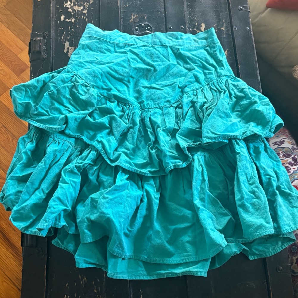Teal vintage Ruffled Women's Skirt